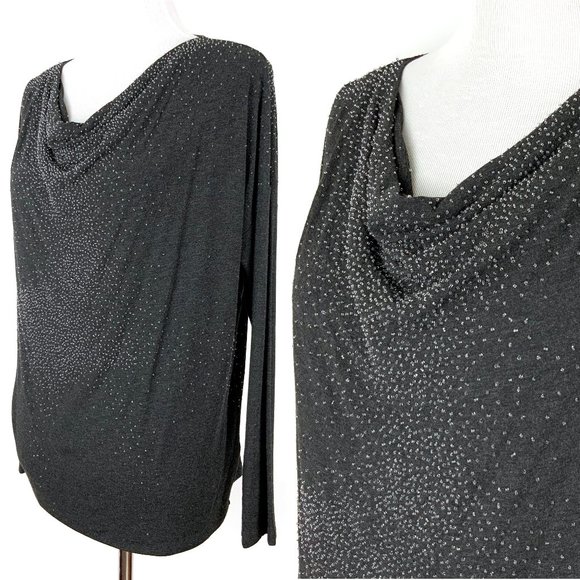 Eileen Fisher Sweaters - Eileen Fisher Cowl Neck Beaded Charcoal Sweater M